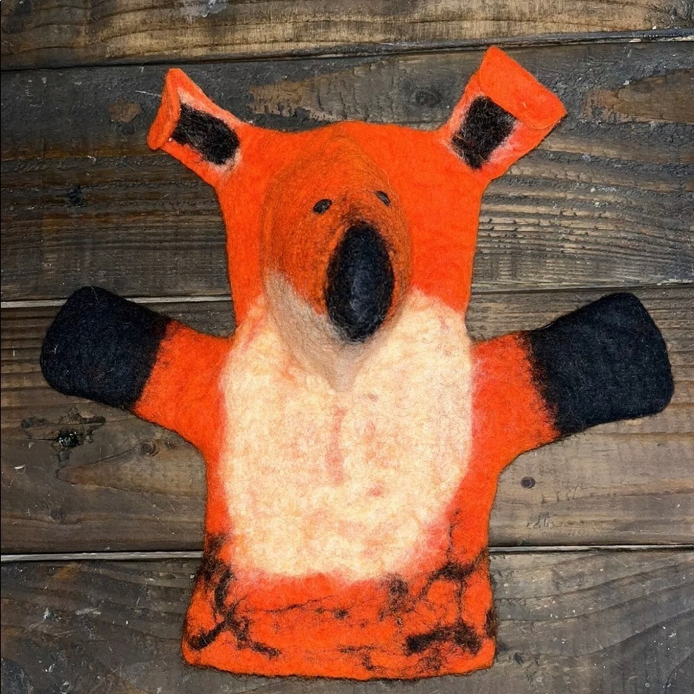 Forest Fox Hand Puppet Orange Wool Plush Toy *Handmade in Nepal/Fair Trade